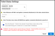 Cherwell Connector - Ticket Status Settings